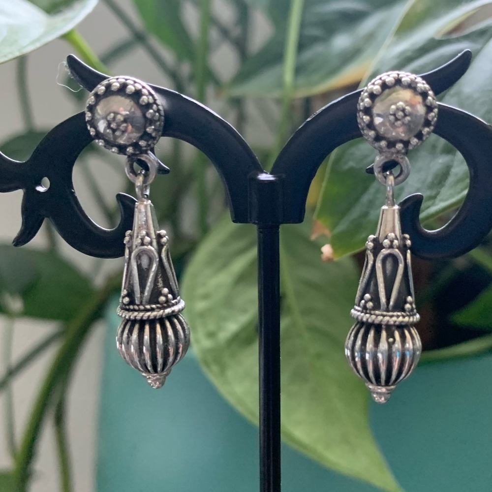 Gorgeous Doug Paulus Bali Sterling Ornate Drop Dangle Post Earrings